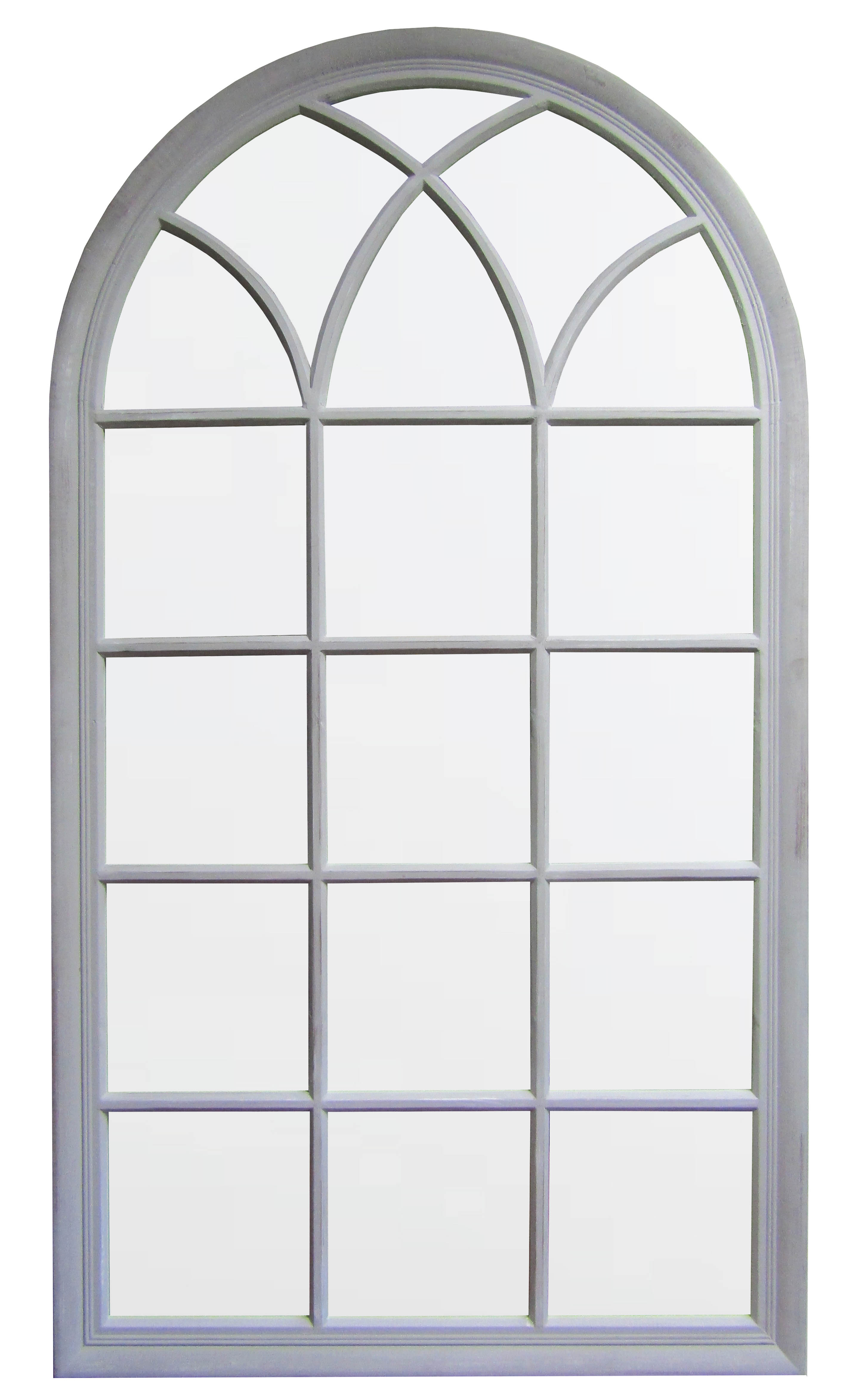 TS069 Wall décor art mirror weathered grey classic arched window shape